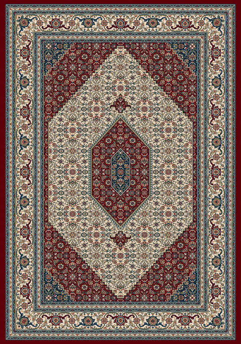 Novel Webteppich Ferrara Creme, Rot, Dunkelblau 200x290 cm