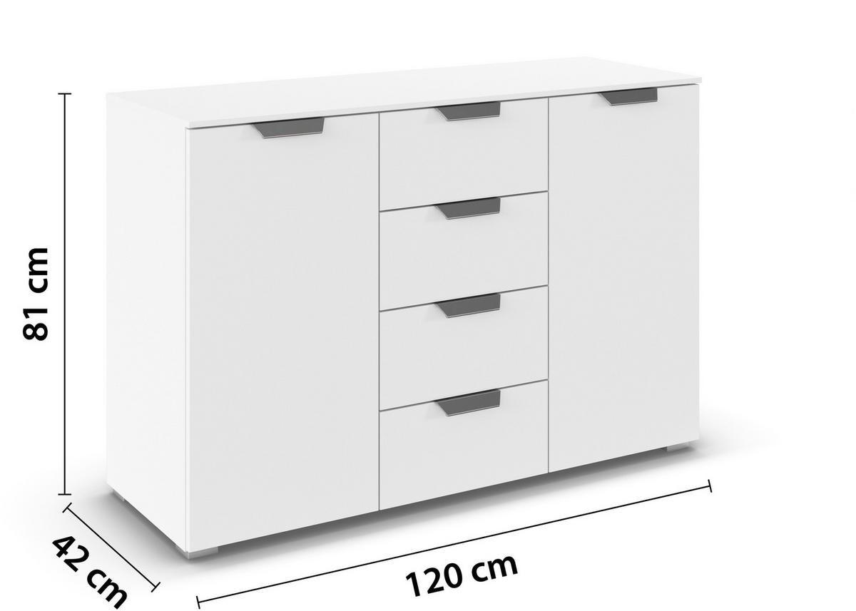 KOMMODE  in 120/81/42 cm  - Chromfarben/Weiß, Design, Holzwerkstoff/Metall (120/81/42cm) - Carryhome