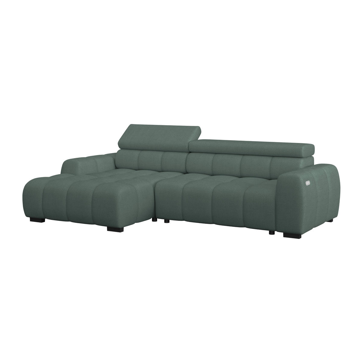 ECKSOFA Grün Webstoff  - Schwarz/Grün, Trend, Kunststoff/Textil (168/285cm) - Livetastic