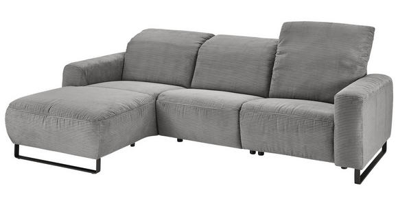 ECKSOFA  in Cord Dunkelgrau  180/266 cm  - Dunkelgrau/Schwarz, KONVENTIONELL, Textil/Metall (180/266cm) - Hom`in