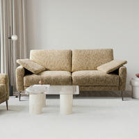 3-SITZER-SOFA Webstoff Hellbraun  - Hellbraun/Schwarzchrom, Design, Textil/Metall (187/85/92cm) - Livetastic