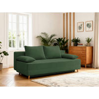 SCHLAFSOFA LUMOS Samt Grün  inkl. Rückenkissen, Armlehnenkissen, Schlaffunktion, Rücken echt, Stauraum  - Naturfarben/Grün, Design, Textil (206/96/96cm) - P & B