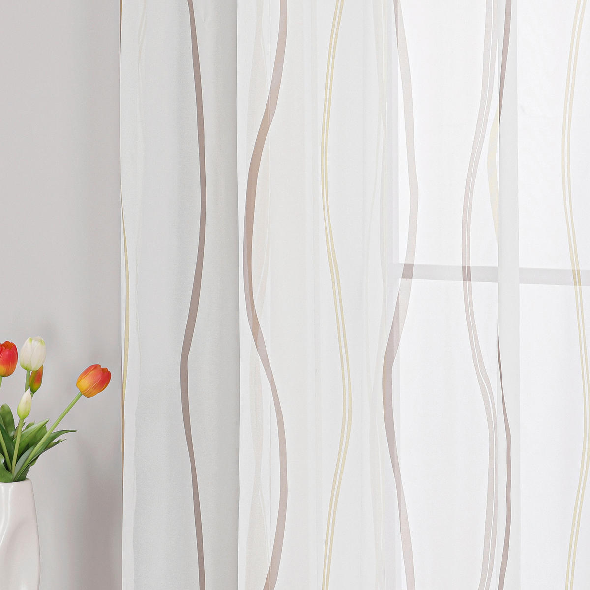 FERTIGVORHANG  transparent  140/175 cm   - Hellbraun/Weiß Hochglanz, Basics, Textil (140/175cm) - Joyswahl