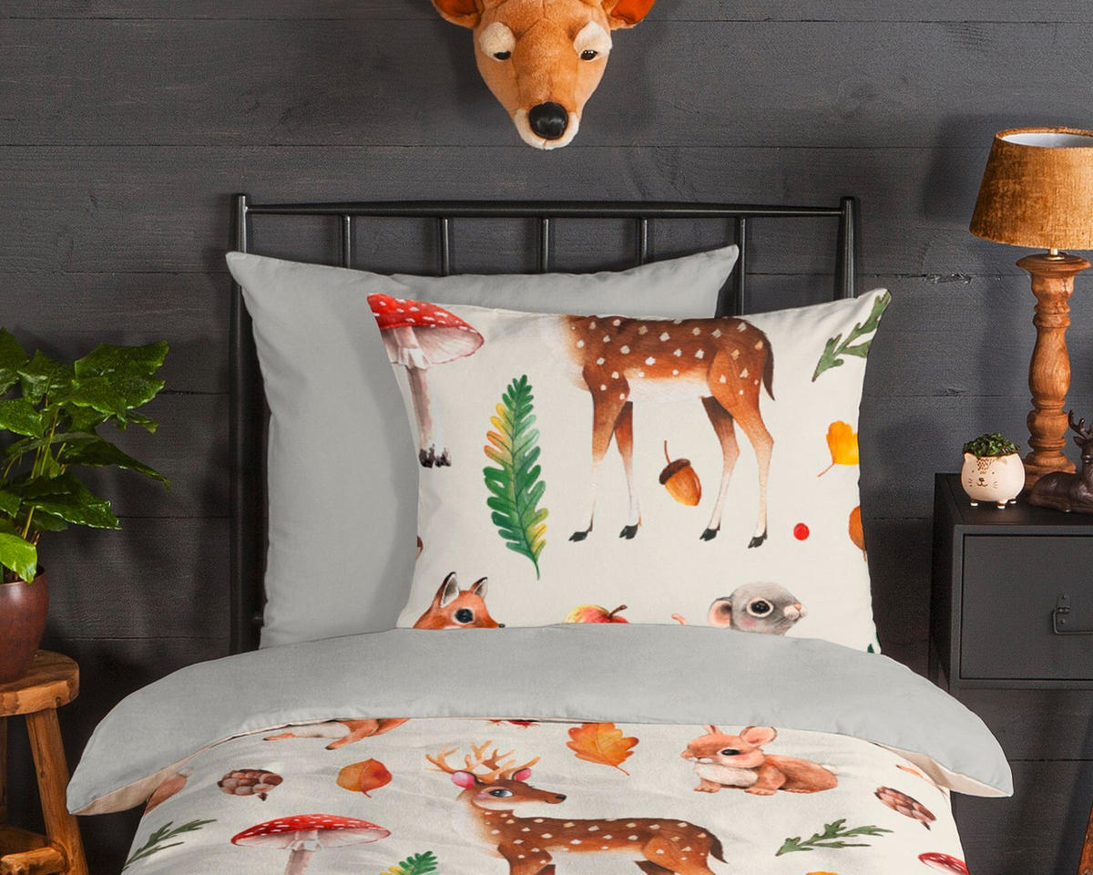 KINDERBETTWÄSCHE 140/200 cm  - Greige/Hellgrau, Trend, Textil (140/200cm)