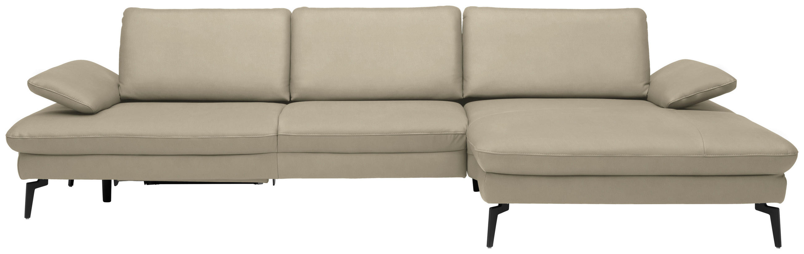 ECKSOFA in Echtleder Naturfarben  - Schwarz/Naturfarben, Design, Leder/Metall (325/157cm) - Dieter Knoll