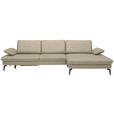 ECKSOFA in Echtleder Naturfarben  - Schwarz/Naturfarben, Design, Leder/Metall (325/157cm) - Dieter Knoll