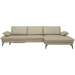 ECKSOFA in Echtleder Naturfarben  - Schwarz/Naturfarben, Design, Leder/Metall (325/157cm) - Dieter Knoll