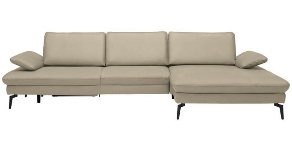 ECKSOFA in Echtleder Naturfarben 325/157 cm - Schwarz/Naturfarben, Design, Leder/Metall (325/157cm) - Dieter Knoll