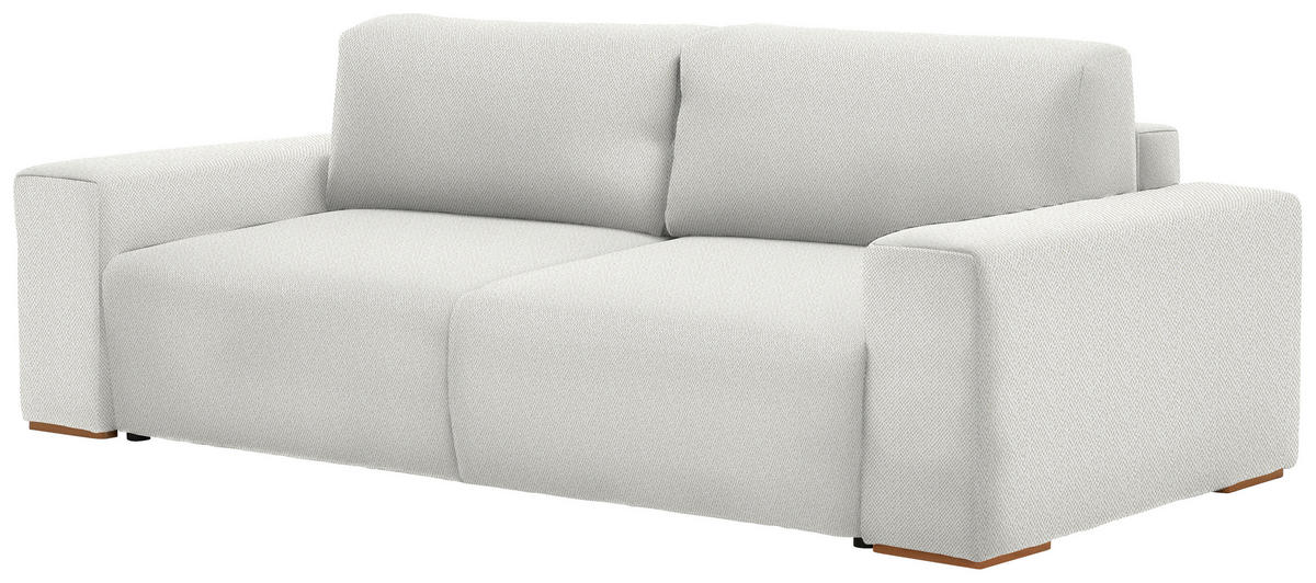 SCHLAFSOFA in Flachgewebe Beige  - Beige/Buchefarben, Konventionell, Holz/Kunststoff (255/86/123cm) - Livetastic