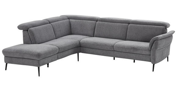 ECKSOFA Grau Struktur  - Schwarz/Grau, MODERN, Textil/Metall (235/275cm) - Cantus