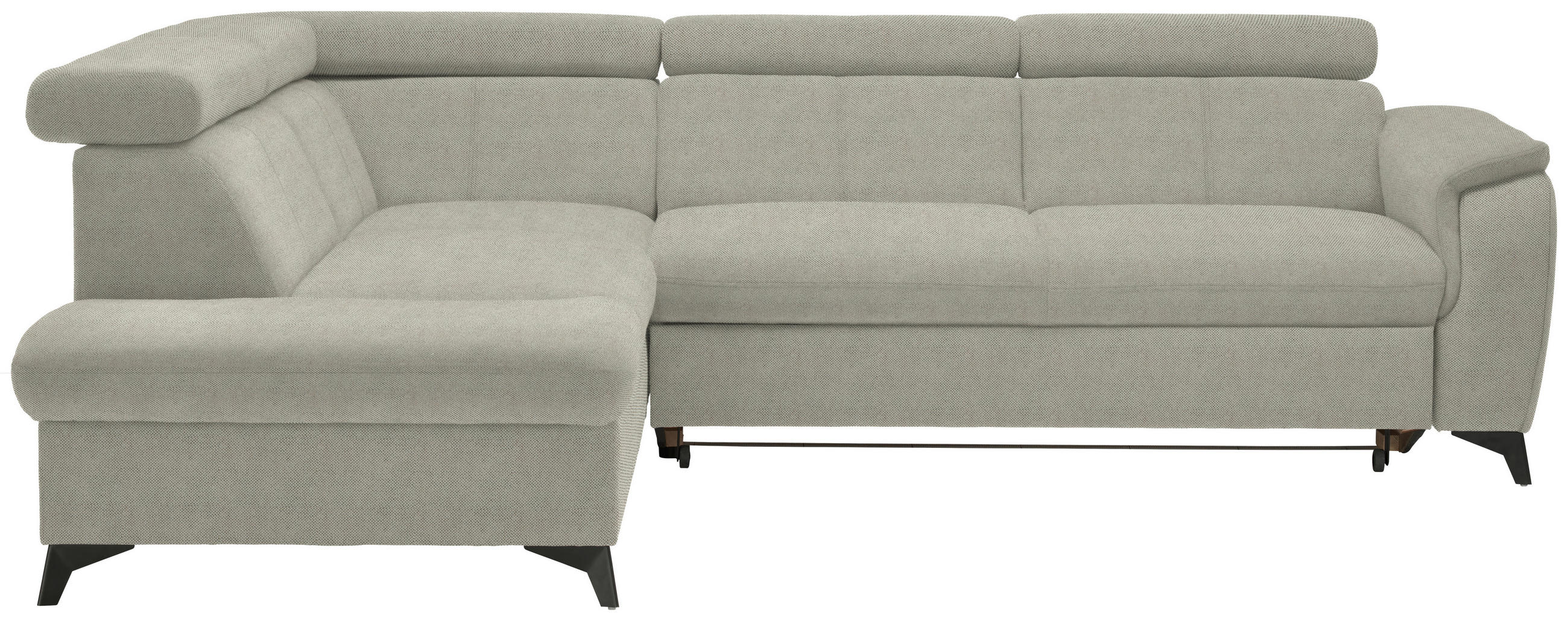 ECKSOFA in Webstoff Hellgrau  - Hellgrau/Schwarz, Design, Textil/Metall (203/260cm) - Stylife