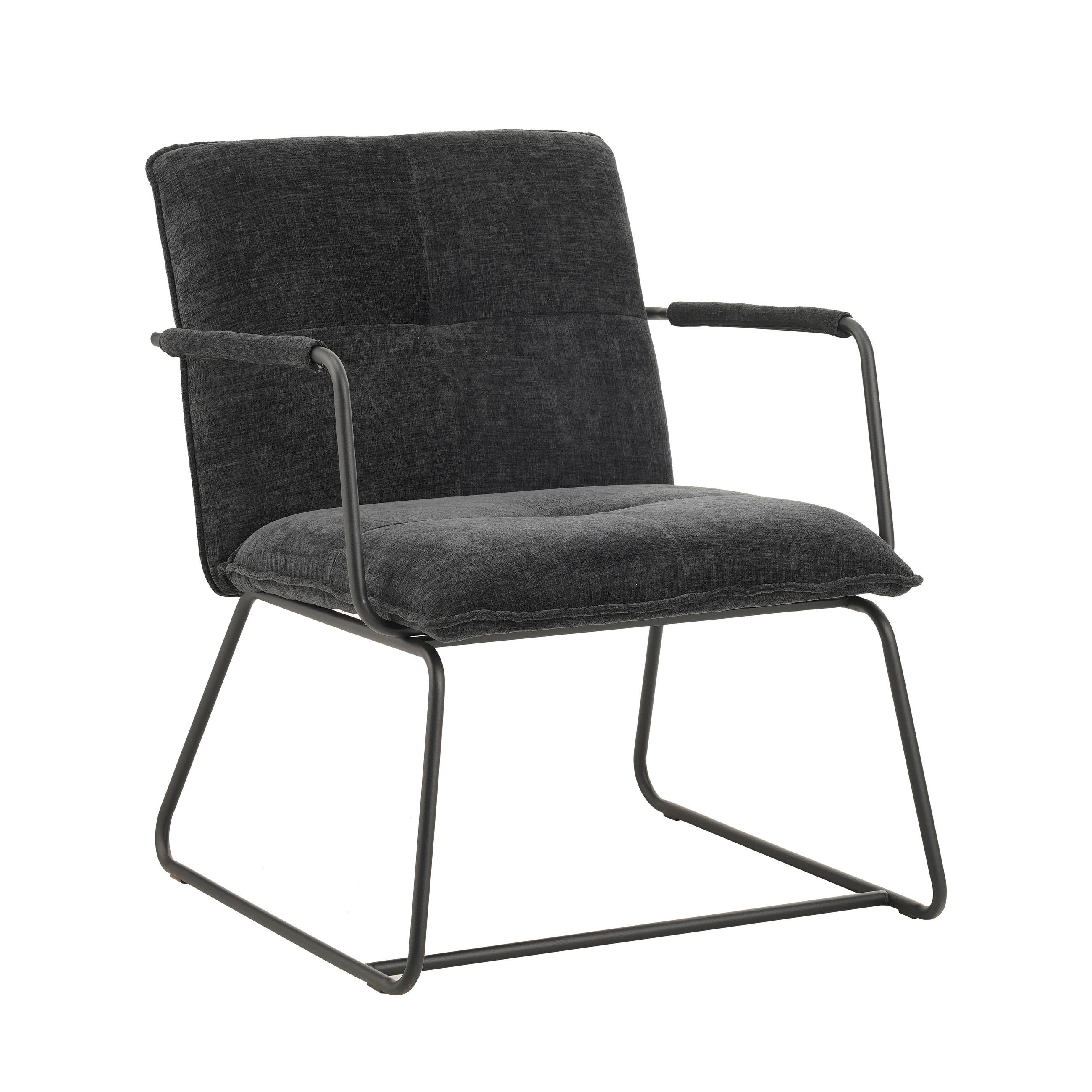 SESSEL in Chenille Schwarz  - Schwarz, MODERN, Textil/Metall (65/80/68cm) - MID.YOU
