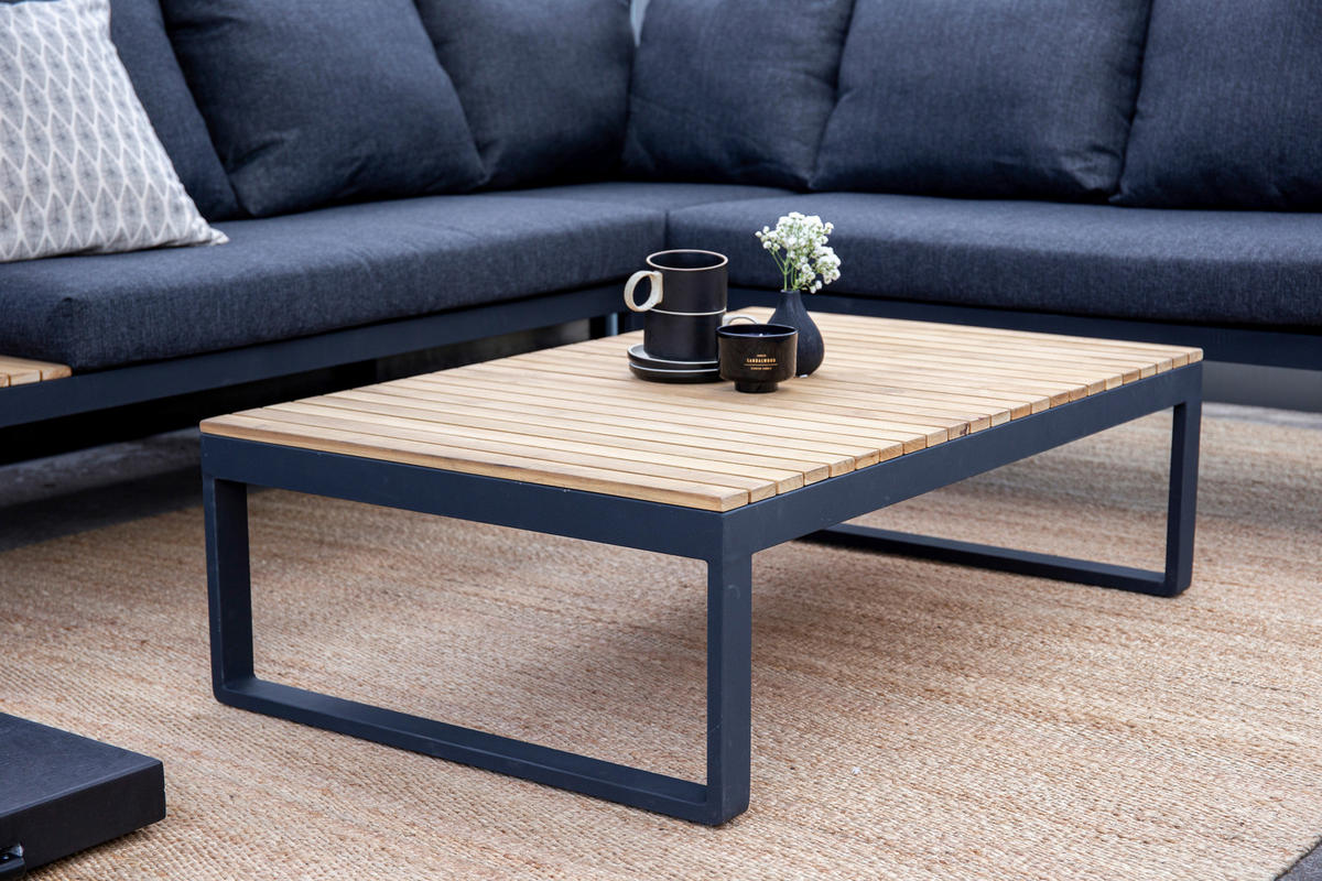 LOUNGEGARNITUR 225/225 cm Akazie Aluminium  - Dunkelgrau/Grau, KONVENTIONELL, Holz/Textil (225/225cm) - Gardenson