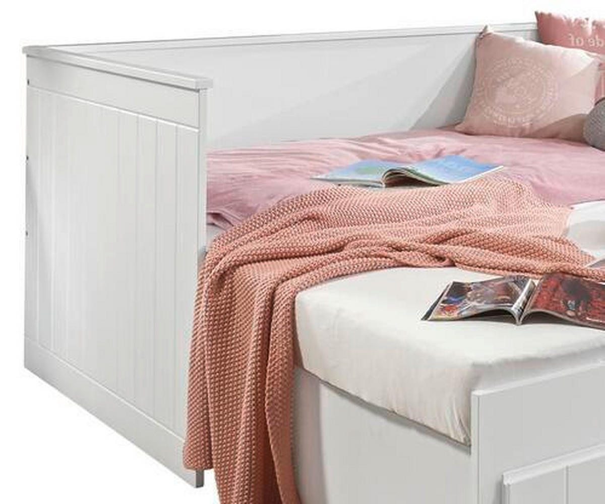 AUSZIEHBETT 90/200 cm  in Weiß  - Weiß, MODERN, Holzwerkstoff (90/200cm) - MID.YOU