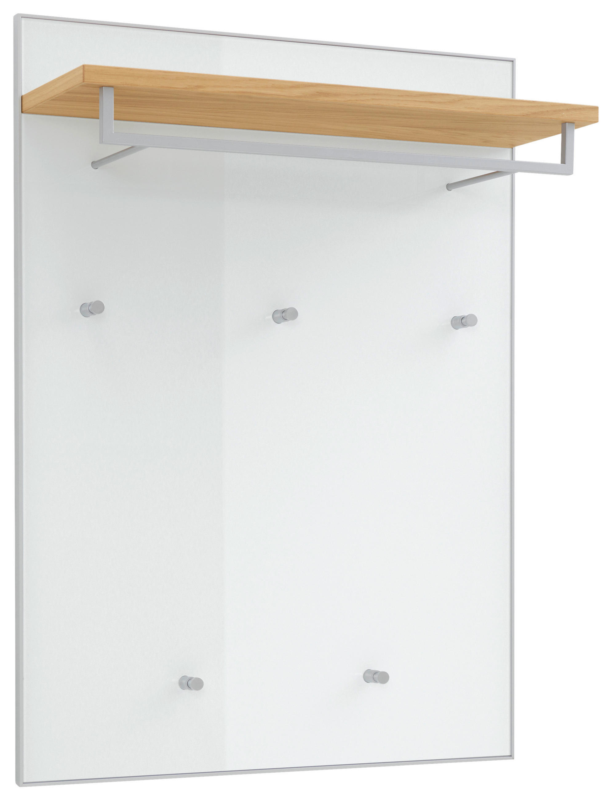 GARDEROBENPANEEL  in 80/109/27 cm  - Weiss/Eichefarben, Design, Glas/Holz (80/109/27cm) - Novel
