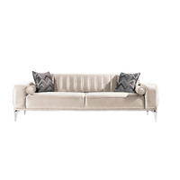 3-SED,  krem barve tekstil  - krem barve/barve aluminija, Design, umetna masa/tekstil (236/77/87cm) - Livetastic