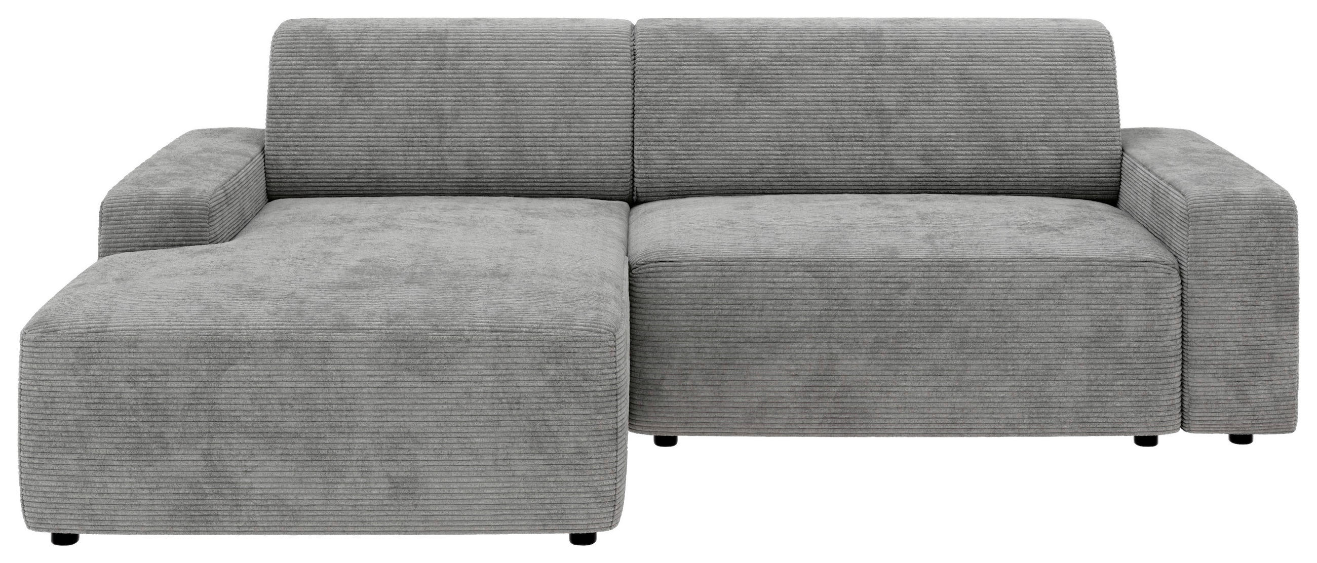 ECKSOFA in Cord Grau - Schwarz/Grau, Modern, Kunststoff/Textil (162/246cm) - Trendmanufaktur