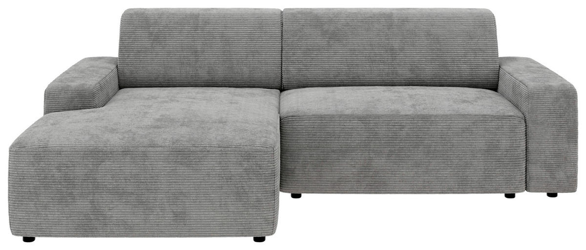 ECKSOFA in Cord Grau  - Schwarz/Grau, Modern, Kunststoff/Textil (162/246cm) - Trendmanufaktur
