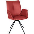 ARMLEHNSTUHL  Beinauswahl, Lederauswahl, Sitzfläche 360° drehbar  Echtleder  - Weinrot/Schwarz, Design, Leder/Metall (65/91/63cm) - Dieter Knoll