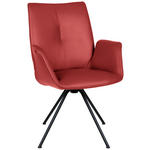 ARMLEHNSTUHL  Beinauswahl, Lederauswahl, Sitzfläche 360° drehbar  Echtleder  - Weinrot/Schwarz, Design, Leder/Metall (65/91/63cm) - Dieter Knoll