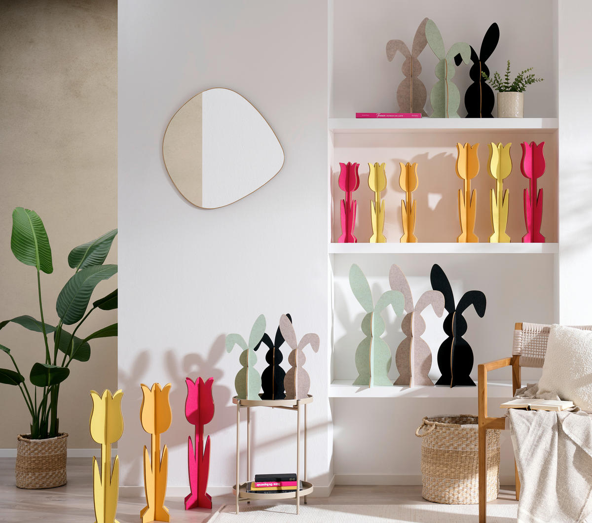 DEKOBLUME - Gelb/Orange, LIFESTYLE, Kunststoff/Textil (18/59/18cm)