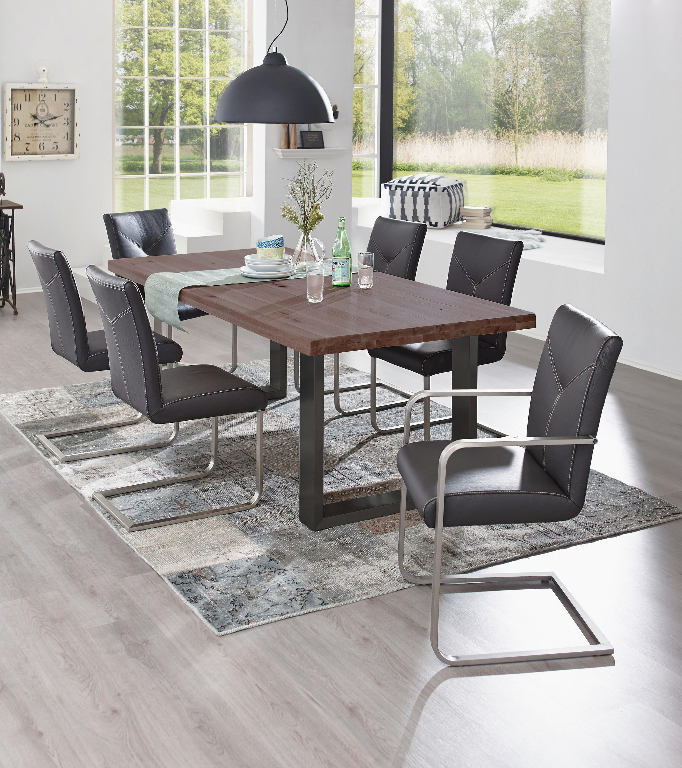 ESSTISCH in Metall, Holz 240/100/77 cm  - Eichefarben/Anthrazit, Design, Holz/Metall (240/100/77cm) - MID.YOU