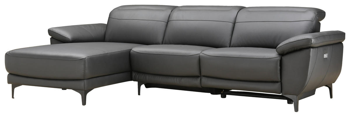 ECKSOFA inkl. Funktionen Schwarz Echtleder, Kombination Echtleder/Lederlook Lederlook  - Schwarz, Design, Leder/Kunststoff (164/269cm) - Xora