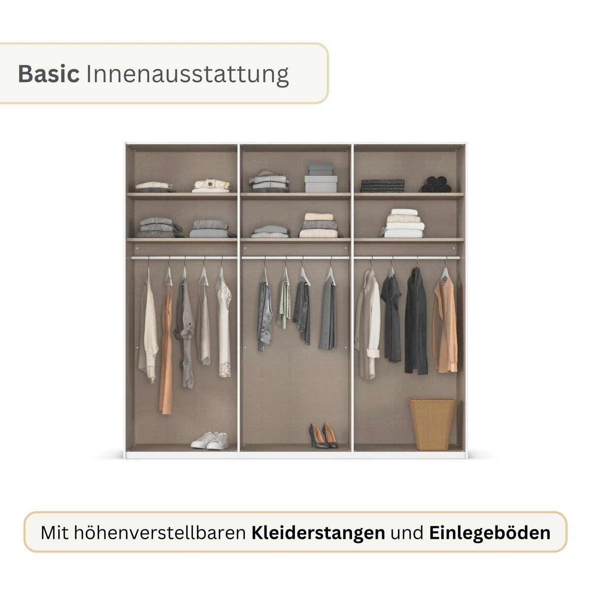 SCHWEBETÜRENSCHRANK in Alufarben, Champagner  - Champagner/Alufarben, Basics, Holzwerkstoff/Metall (242/223/69cm) - Rauch Möbel