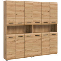 HOCHSCHRANK  - Schwarz/Eiche Artisan, Basics, Holzwerkstoff/Kunststoff (180cm) - MID.YOU