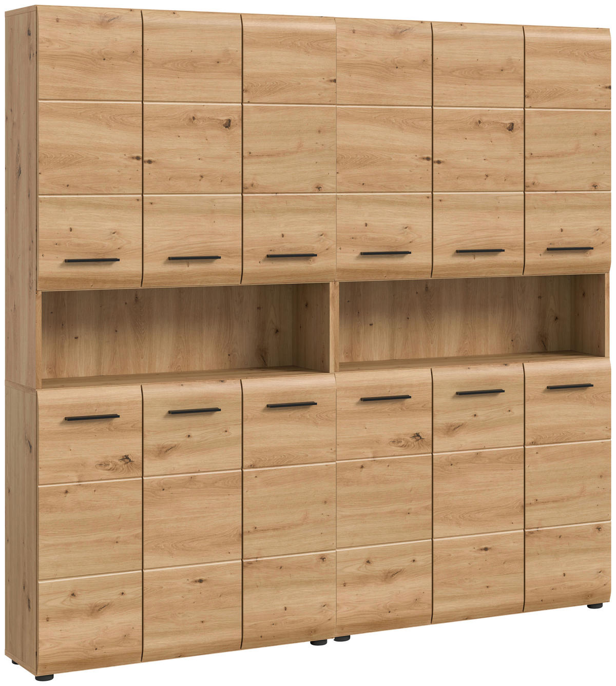 HOCHSCHRANK  - Schwarz/Eiche Artisan, Basics, Holzwerkstoff/Kunststoff (180cm) - MID.YOU