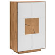 SCHUHSCHRANK  in 72/112/37 cm  - Eichefarben/Weiß, MODERN, Glas/Holz (72/112/37cm) - Linea Natura