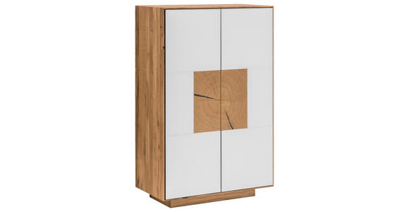 SCHUHSCHRANK  in 72/112/37 cm  - Eichefarben/Weiß, MODERN, Glas/Holz (72/112/37cm) - Linea Natura
