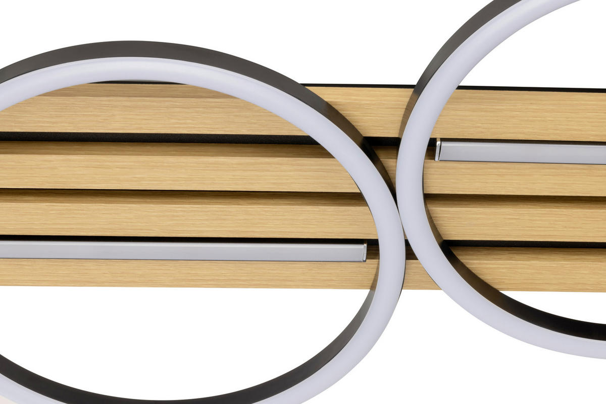 LED-DECKENLEUCHTE 125/38/6,8 cm   - Schwarz, Design, Holz/Kunststoff (125/38/6,8cm) - Novel