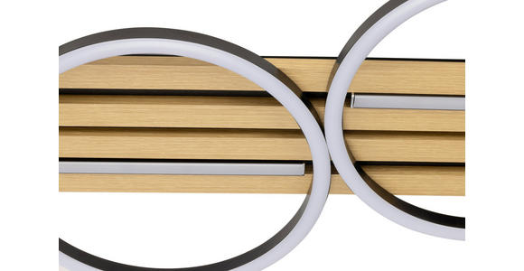 LED-DECKENLEUCHTE 125/38/6,8 cm - Schwarz, Design, Holz/Kunststoff (125/38/6,8cm) - Novel