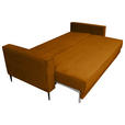SCHLAFSOFA mit Liegefunktion, Rücken echt, haustierfreundlicher Bezug Cord Kupferfarben - Schwarz/Kupferfarben, KONVENTIONELL, Textil/Metall (222/93/98cm) - Carryhome