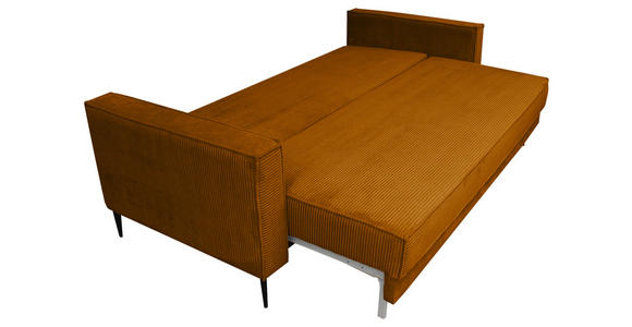 SCHLAFSOFA mit Liegefunktion, Rücken echt, haustierfreundlicher Bezug Cord Kupferfarben - Schwarz/Kupferfarben, KONVENTIONELL, Textil/Metall (222/93/98cm) - Carryhome