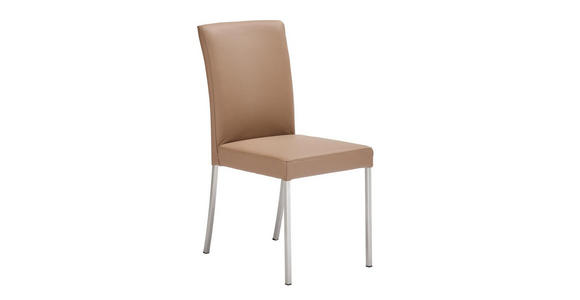 STUHL in Edelstahl Echtleder pigmentiert Metall, Leder - Schlammfarben/Edelstahlfarben, Design, Leder/Metall (47/94/63cm) - Moderano
