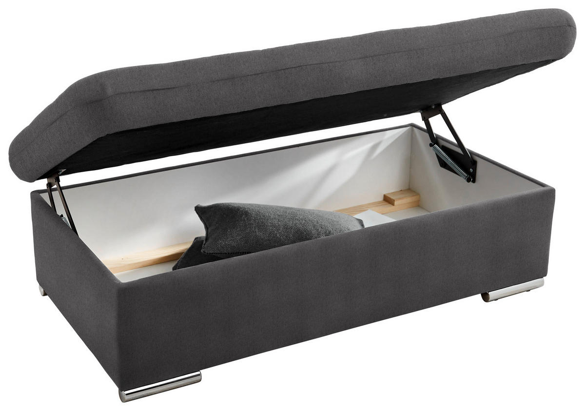 HOCKER in Textil Dunkelgrau  - Dunkelgrau/Silberfarben, Design, Textil/Metall (137/43/74cm) - Cantus