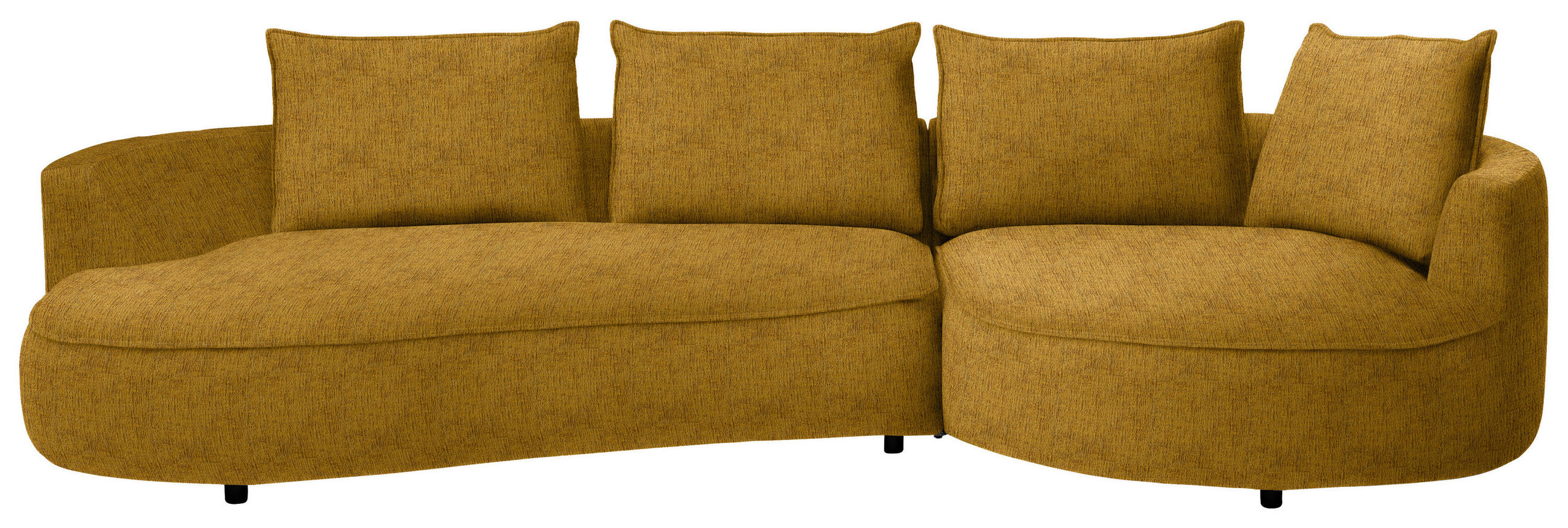 BIGSOFA in Chenille Currygelb  - Currygelb/Schwarz, Design, Kunststoff/Textil (322/82/154cm) - home24