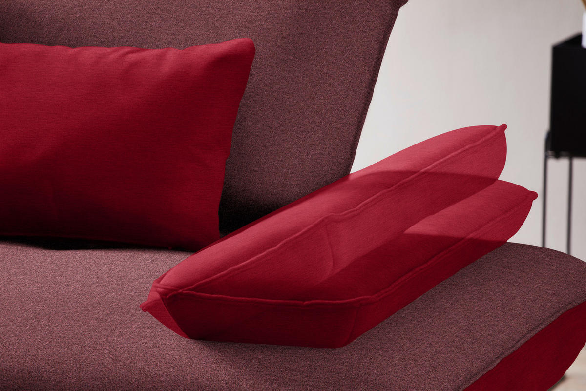 ECKSOFA in Flachgewebe Rot  - Rot/Schwarz, Design, Textil/Metall (310/250cm) - Moderano