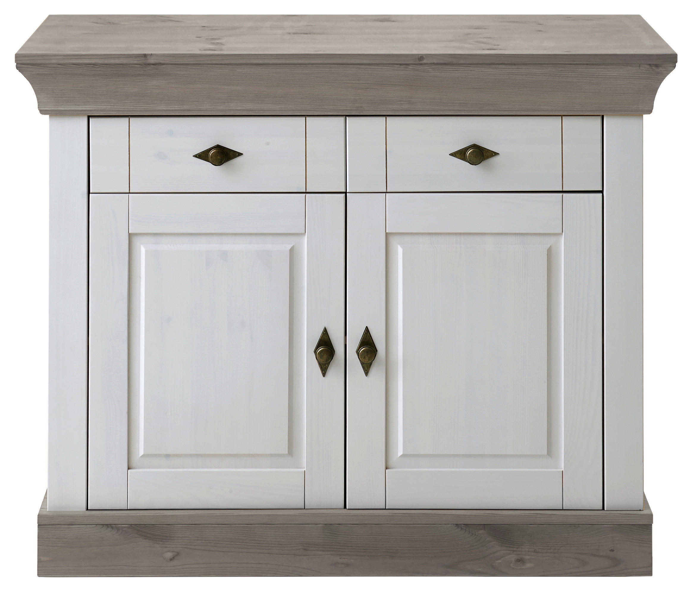 KOMMODE , 108/85/45 cm, 2 Schublade(n)  - Weiß/Grau, ROMANTIK / LANDHAUS, Holz/Metall (108/85/45cm) - Boxxx