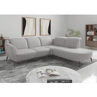 ECKSOFA ZOE E in Flachgewebe Hellgrau  300/267 cm  - Hellgrau/Schwarz, KONVENTIONELL, Textil/Metall (300/267cm) - Sit & More