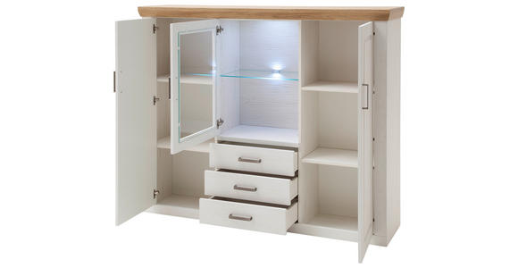 HIGHBOARD Brixen in 163/142/40 cm - Eichefarben/Schwarz, Design, Glas/Holzwerkstoff (163/142/40cm) - Landscape