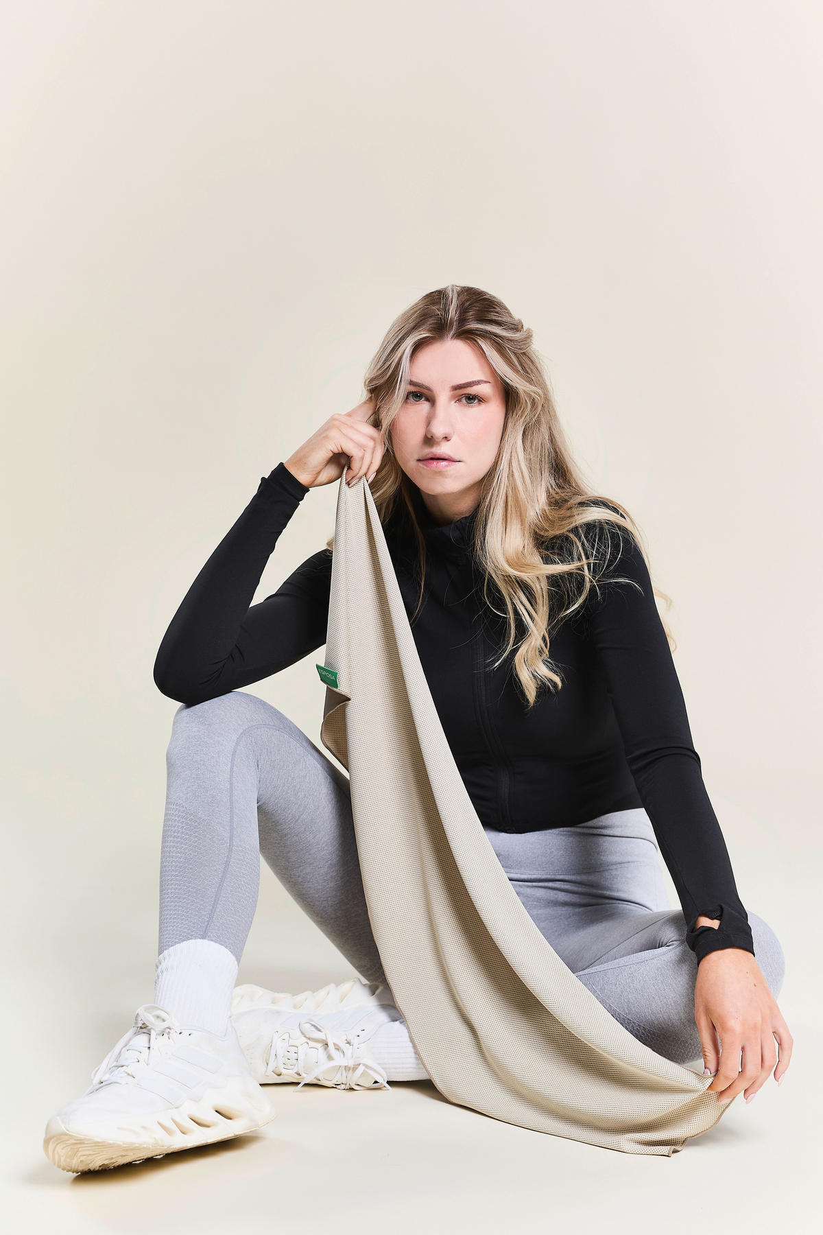 SPORTHANDTUCH Dunkelgrau, Beige 2-teilig  - Dunkelgrau/Beige, Textil (30/100cm) - Esposa