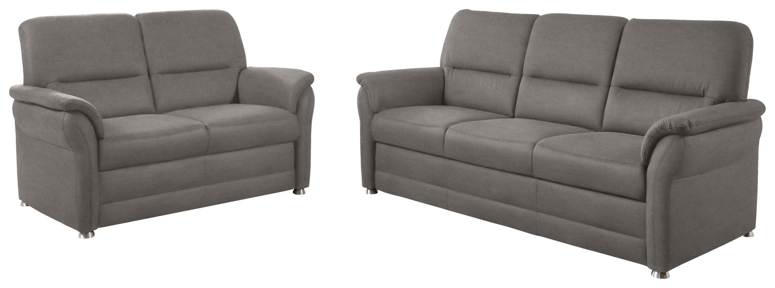 SITZGARNITUR in Mikrofaser Hellgrau  - Hellgrau/Alufarben, KONVENTIONELL, Textil/Metall (192/96/89cm) - Beldomo Comfort