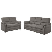 SITZGARNITUR in Mikrofaser Hellgrau  - Hellgrau/Alufarben, Konventionell, Textil/Metall (192/96/89cm) - Beldomo Comfort