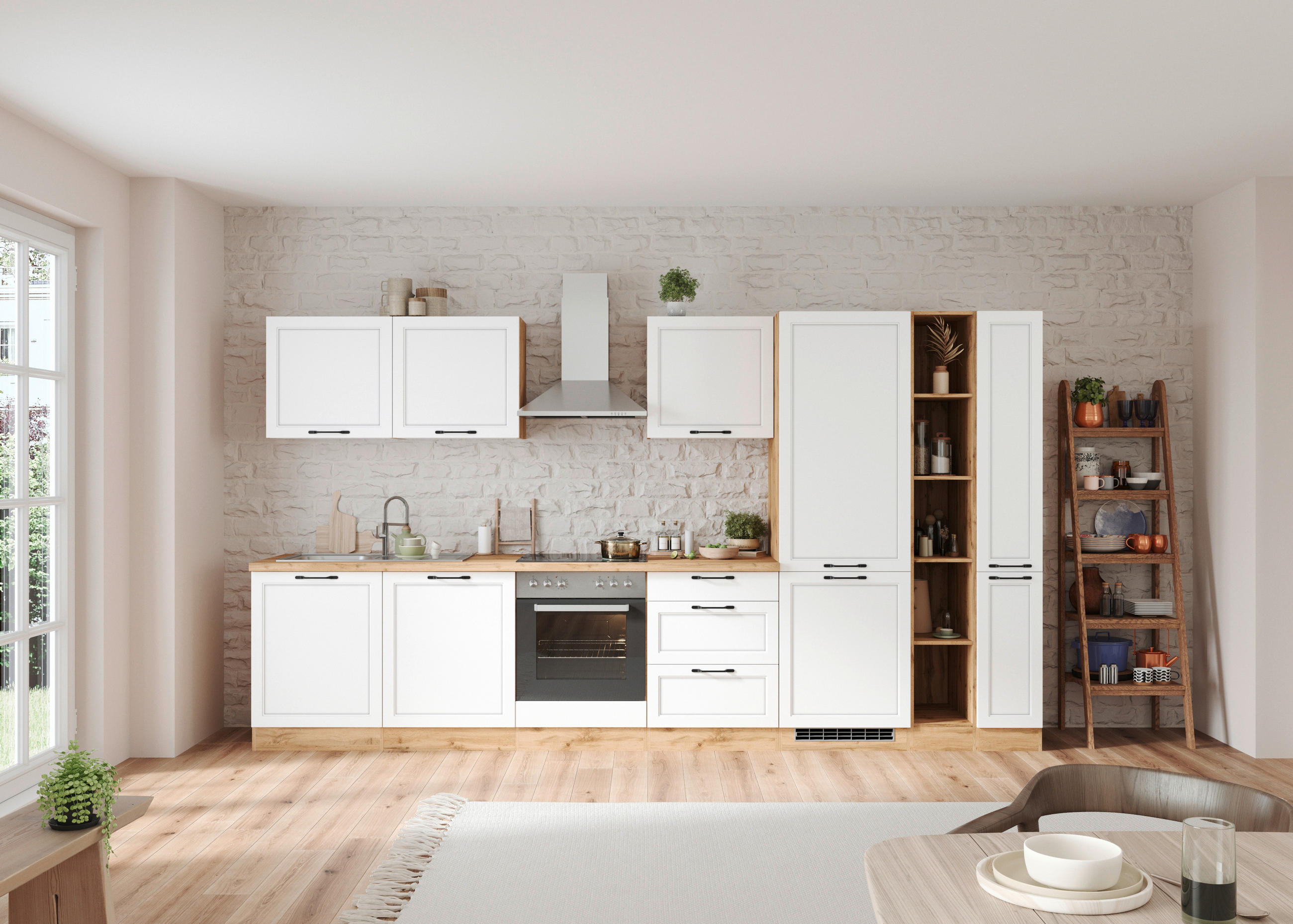 Thumbnail - Held Herdumbauschrank, Weiß, Eiche Wotan, Holzwerkstoff, 60x86x60 cm, Made in Germany, Küchen, Küchenmöbel, Küchenschrän...