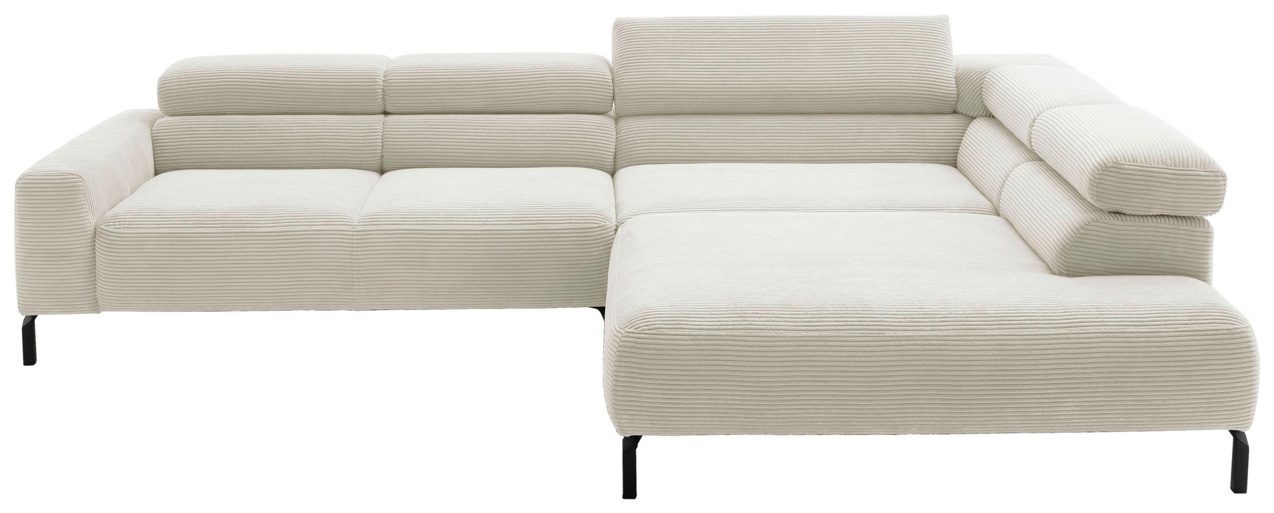 ECKSOFA inkl. Funktion Creme Cord  - Creme/Schwarz, MODERN, Textil/Metall (309/219cm) - Pure Home Lifestyle