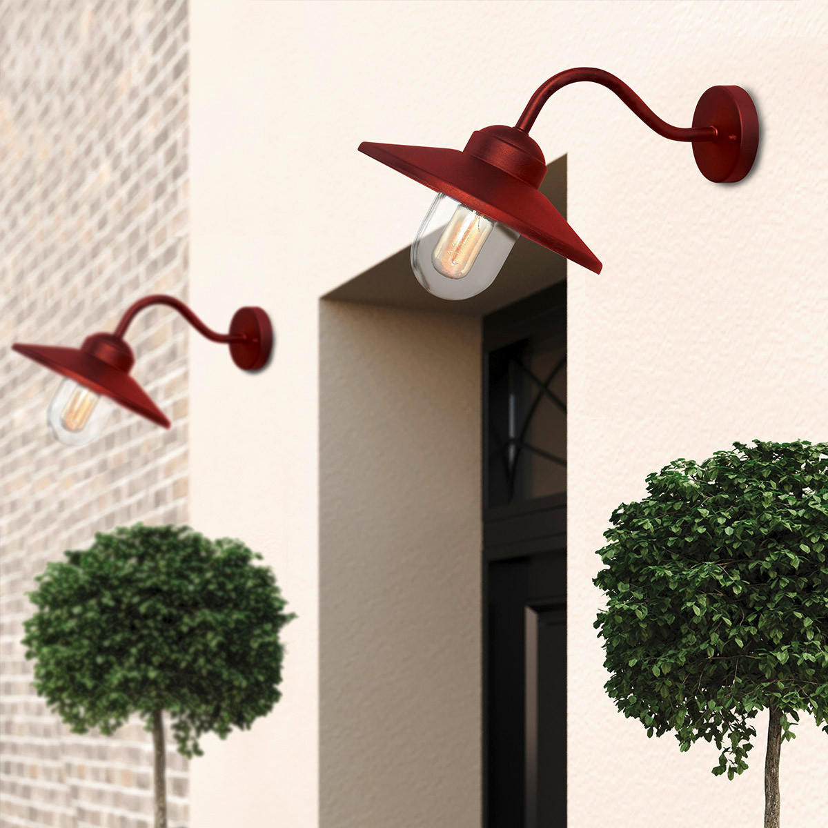 VÄGGLAMPA FÖR UTOMHUS - röd, Klassisk, metall/glas (42/27.5/25.5cm)