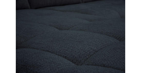 ECKSOFA Dunkelblau Chenille Armlehnenkissen, Rücken echt, Sitztiefenverstellung  - Schwarz/Dunkelblau, KONVENTIONELL, Textil/Metall (215/313cm) - Hom`in